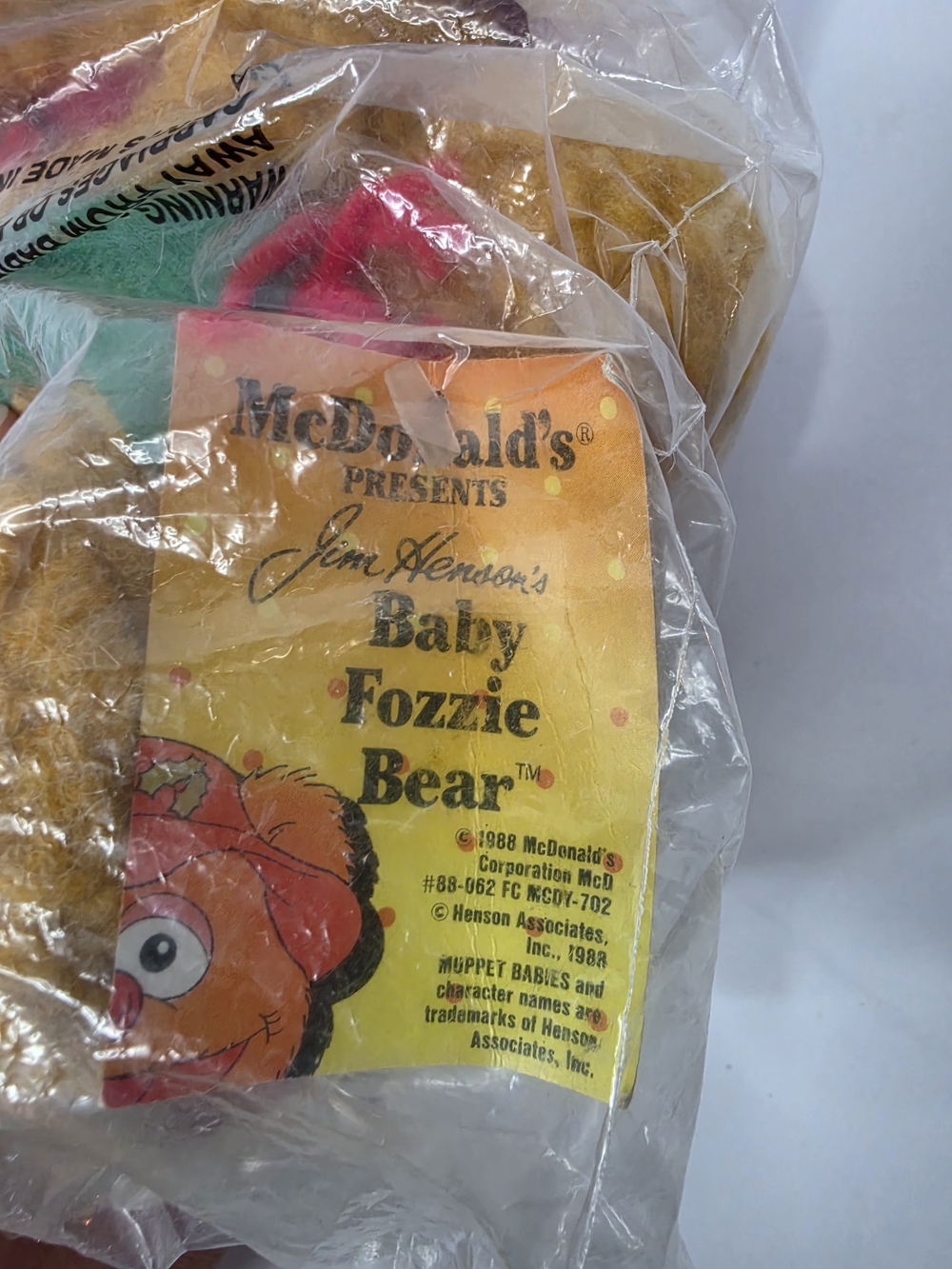 Vintage 1988 McDonald's Baby Fozzir Bear with Red Hat and Green Scarf - Picture 3 of 3